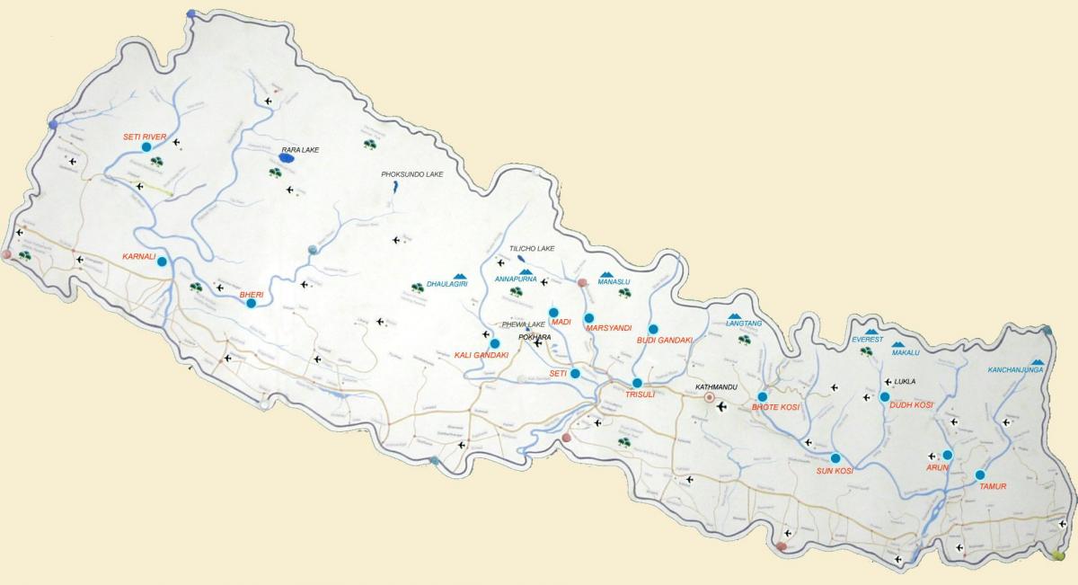 지도 네팔의를 보여주는 강
