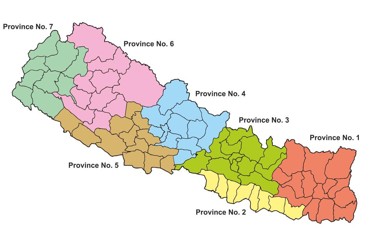 국가의 지도 네팔