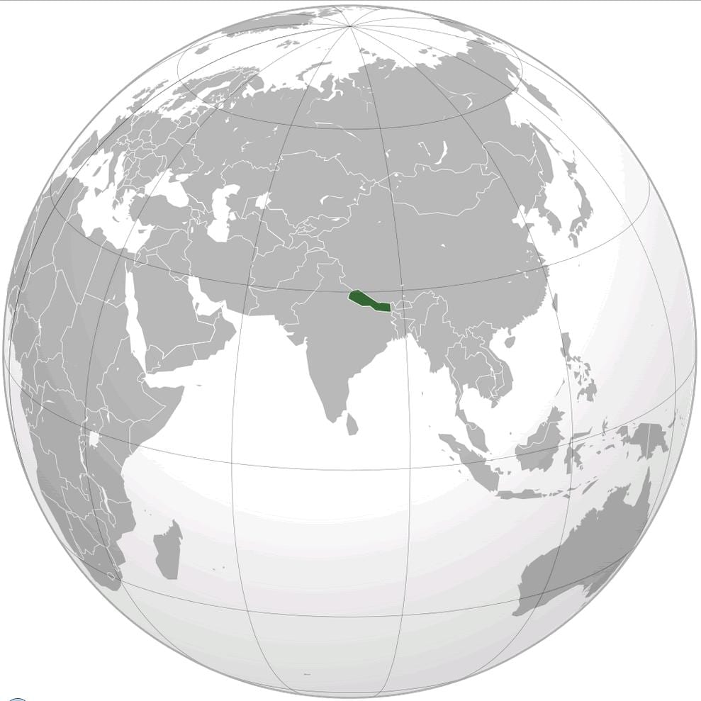 지도의 지구 네팔