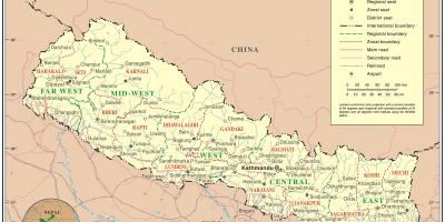 인도 네팔어 국경에 도로 지도